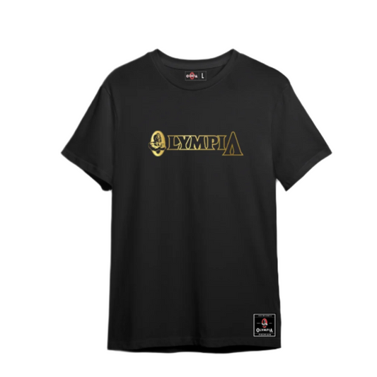 Olympia Classic Logo in Gold Foil Black Tee