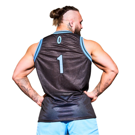 Olympia Basketball Jersey Black & Baby Blue