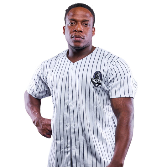 Olympia Baseball Jersey Pinstripe White