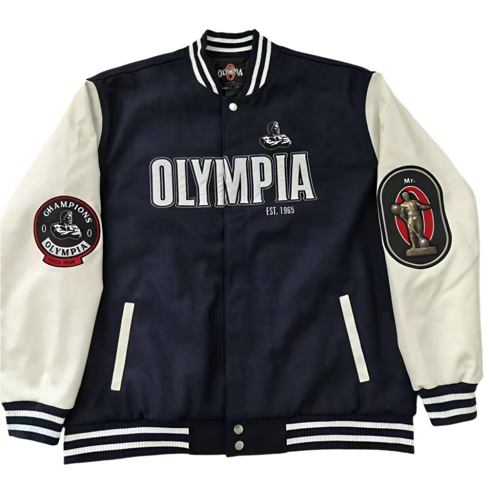 OIympia Navy and White Varsity Jacket