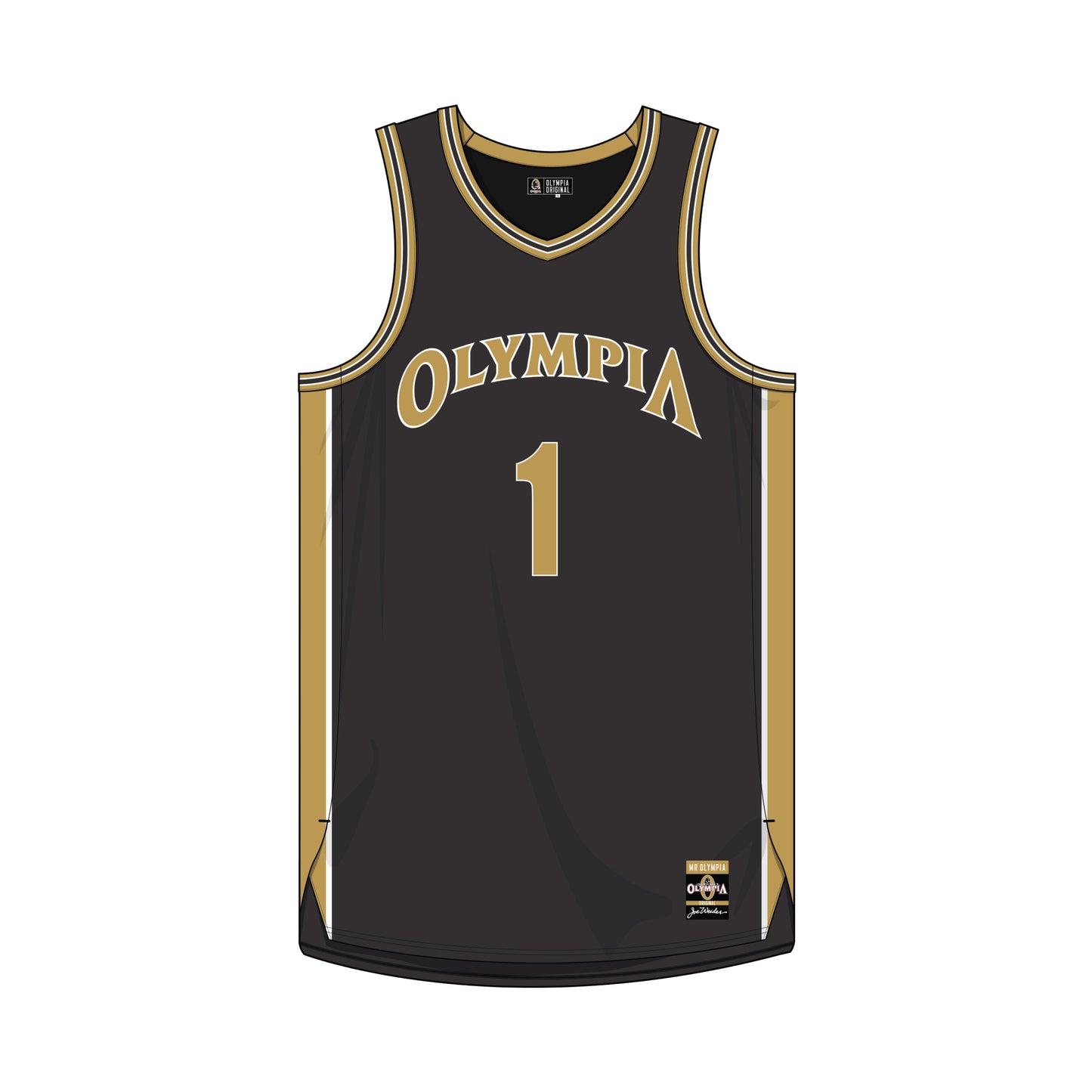 Olympia Basketball Jersey Black & Gold w/ Arched Logo