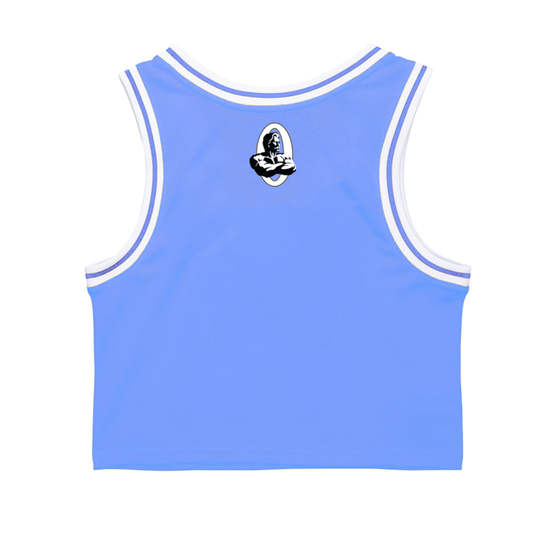 Olympia Crop Basketball Jersey Light Blue/White